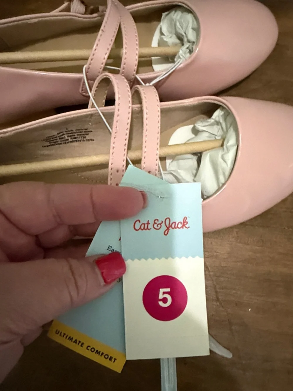 Cat & Jack Girls Pink Patent Mary Jane Flats size 5